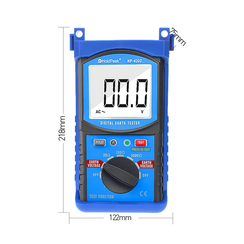 HP-4300 digitale aardweerstandstester - LCD met achtergrondverlichting, vereenvoudigde sonde voor nauwkeurige gemalen spanningsweerstandsmetingen