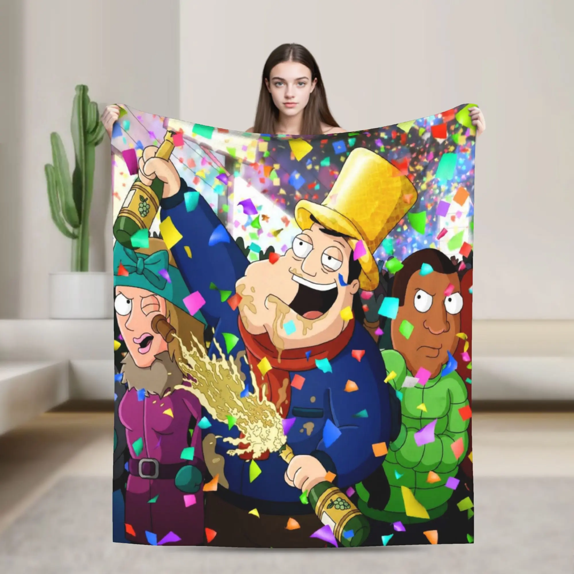 Comfortable Americans Dads cartoon Blanket Stuff Sofa Decorative  Throws And Blankets Lightweight Fleece for Bedroom
