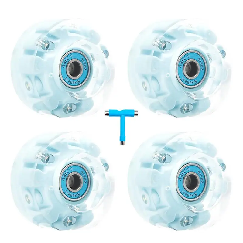 Quad Roller Skate Wheels 4 Pieces Light Up Roller Skate Wheels Wear-Resistant High Elasticity Skate Replacement Wheels For