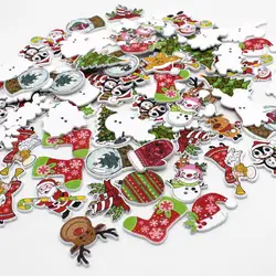 50 sztuk/partia mieszane boże narodzenie przyciski do craft Supplies scrapbooking akcesoria do szycia drewniane guziki