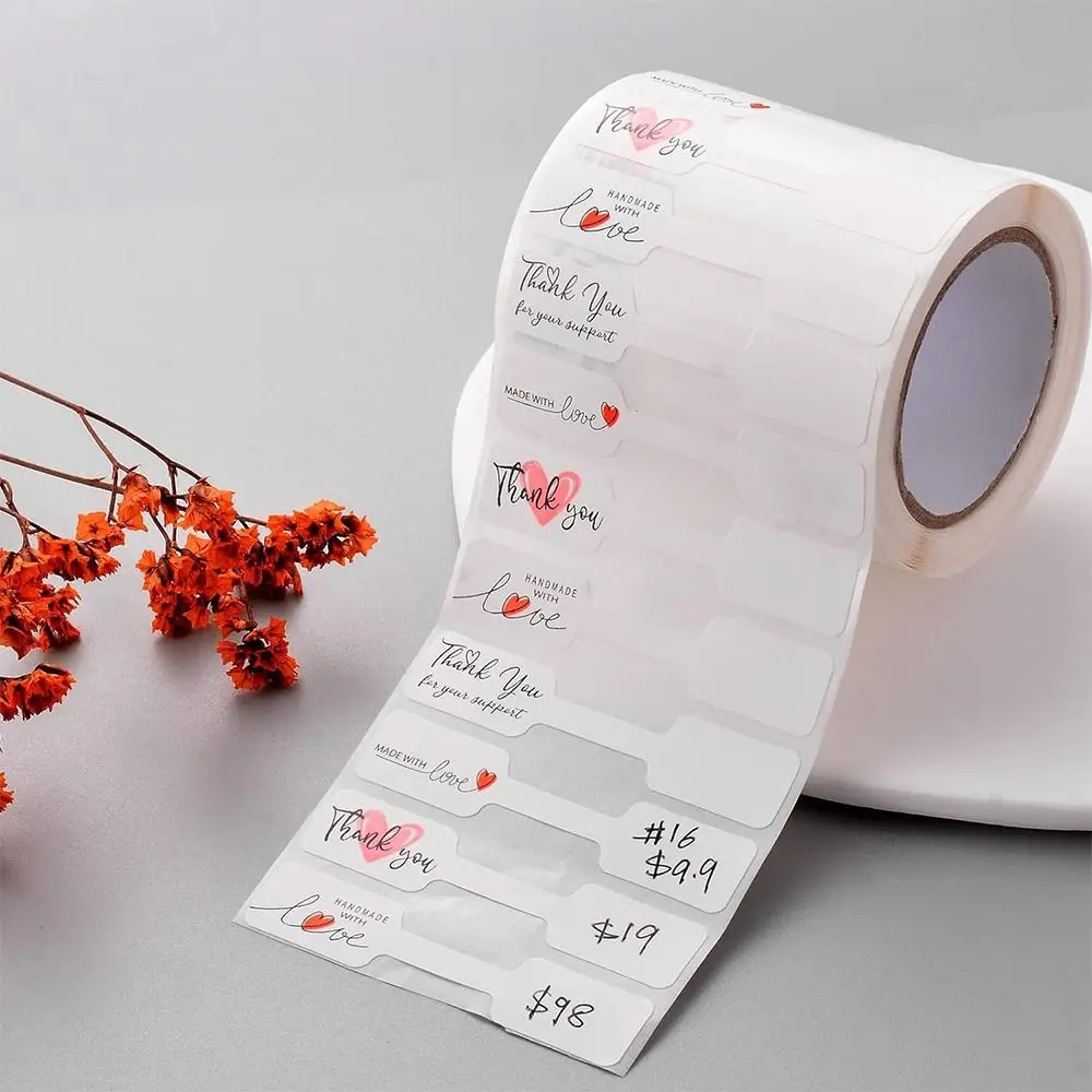 ملصقات أسعار مجوهرات ورقية بيضاء ذاتية اللصق ، إبداعية ، شكرًا لك ، سوار ، قلادة ، علامات خاتم ، فارغة ، ملصقات متعددة الألوان ،
