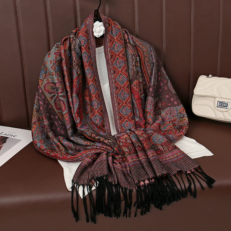 

Pashmina Shawl Lady Wrap Warm Winter Scarves Design Print Female Foulard Cotton Stoles Scarf