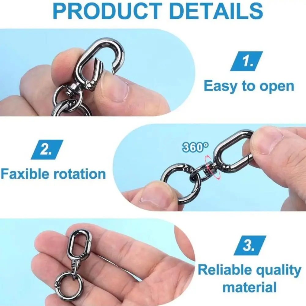 2pcs New Metal Double Opening Swivel Clasp Clips Zinc alloy with Key Ring Key Chain Clip 3 Colors Swivel Spring Snap Hooks
