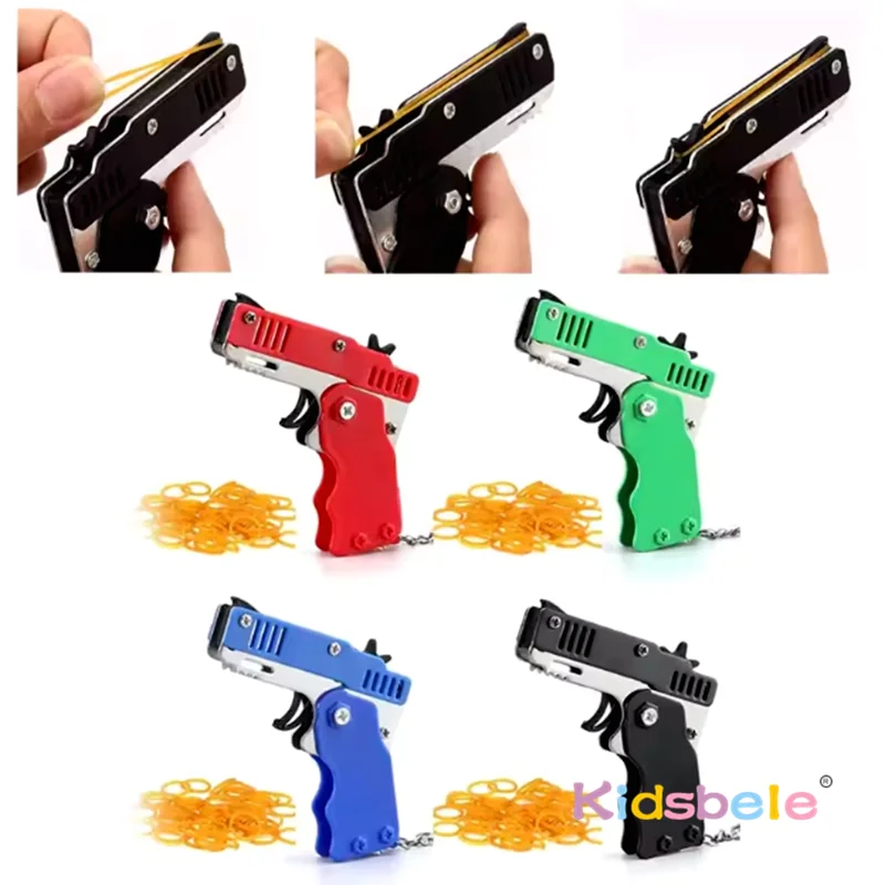 2 個のゴムバンドキーホルダーガン競争力のある射撃おもちゃ 60 ゴムバンドアウトドアアクティビティパーティーゲーム誕生日ギフト子供のため