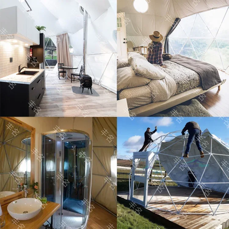 Luxury Heated Eco Hotel Decoration Prefab Transparent Geodesic Waterproof round Dome tent House Desert Tent Glampingg For sale