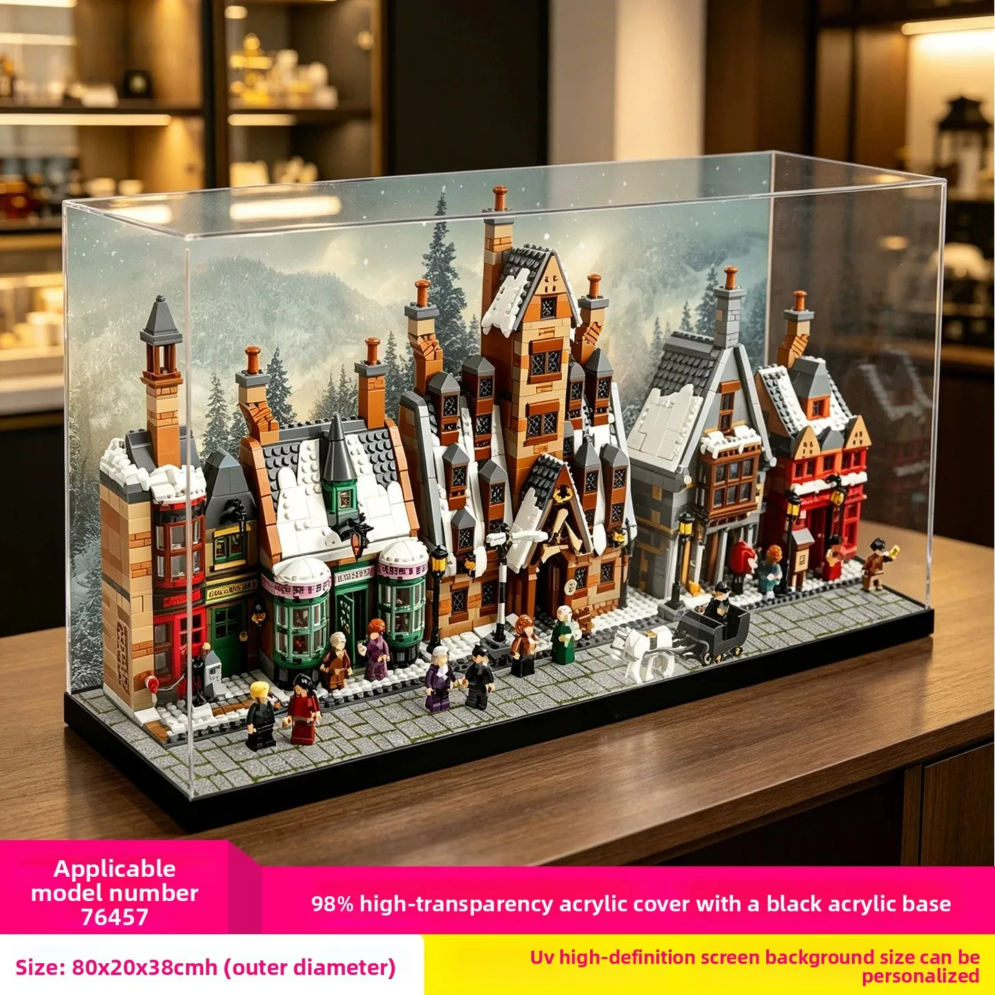 For LEGO 76457 Hogsmeade Village Acrylic Display Case, Crystal Clear Dustproof Storage Box