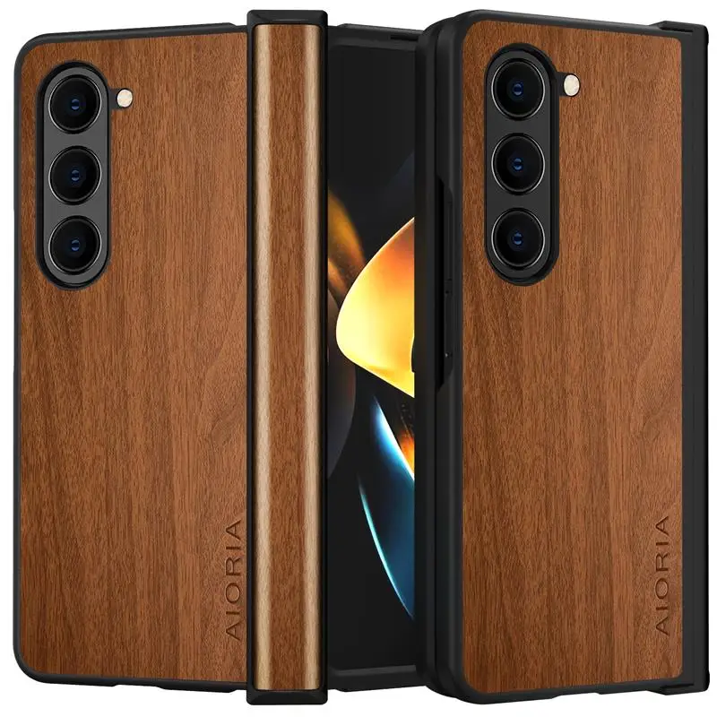 Fall für Samsung Galaxy Z Fold 5 Fold4 ZFold3 5g Bambus Holz muster Lederbezug für Galaxy Z Fold5 Fold 4 3 ZFold5 Fall Capa