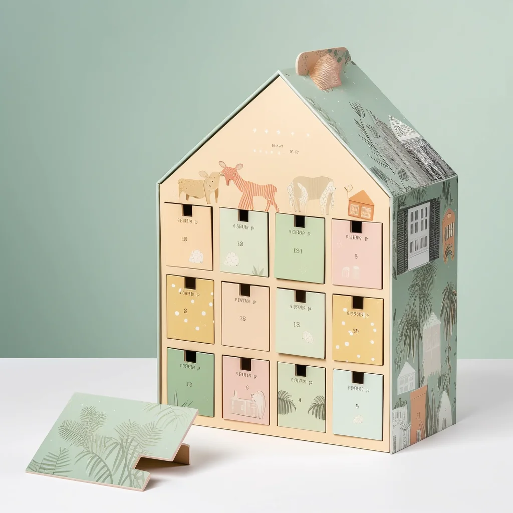 カスタマイズされました。 カスタム。 リサイクル可能な手作りの高級カスタムデザインクリスマスベビーギフトボックス24日アドベントカレンダーボックス引き出し付き