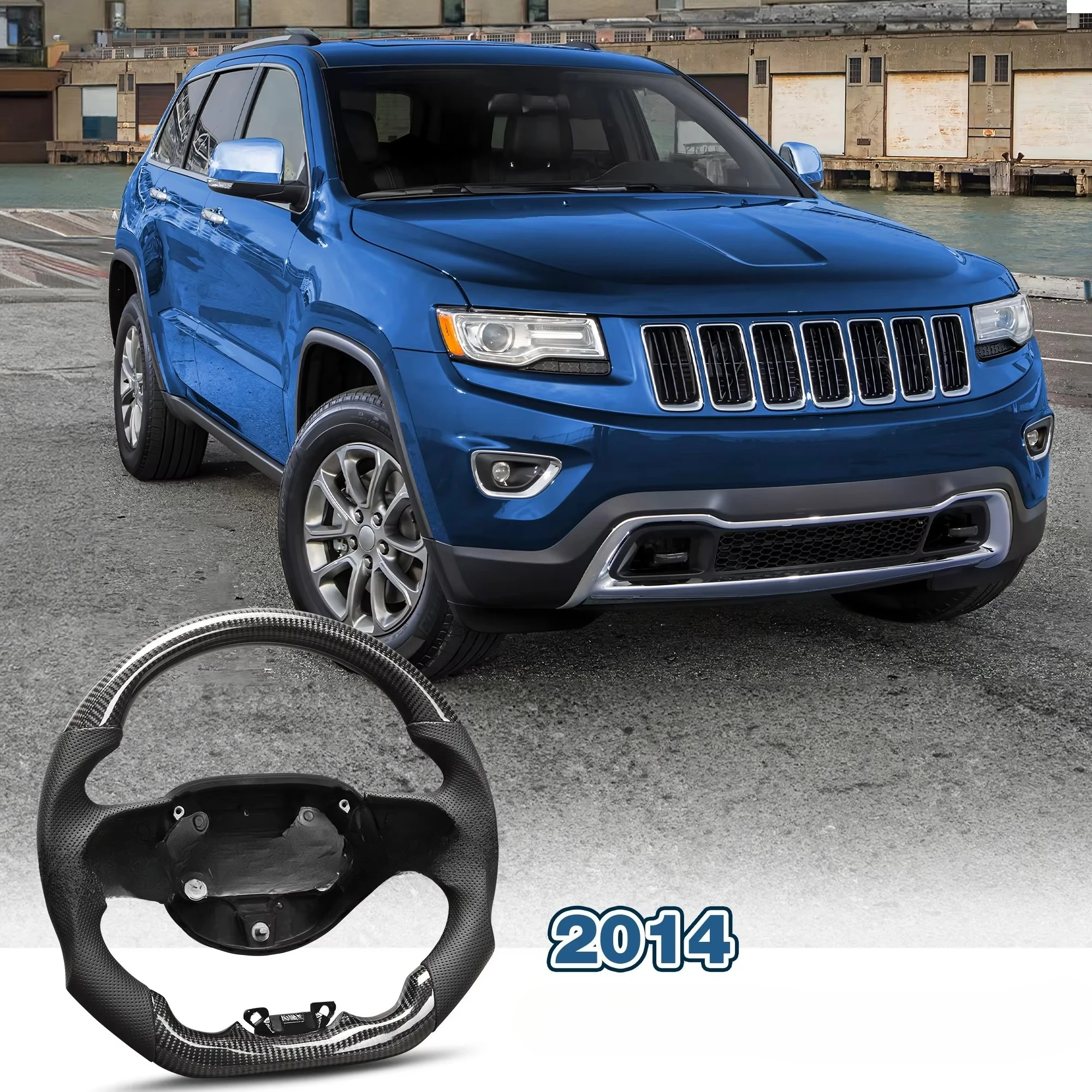 2014 Perforated Leather D-Shaped/Flat Bottom Steering Wheel with True Carbon Fiber Steering Wheel