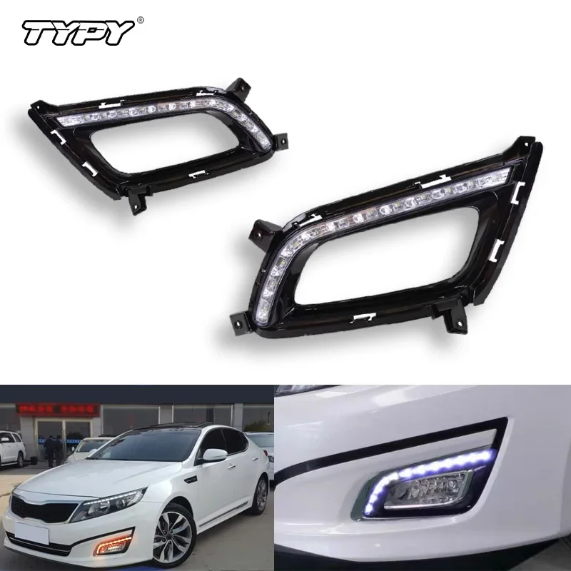 

TYPY 1Pair DRL For KIA Optima K5 2014 2015 2016 Fog head Lamp cover car styling Daytime Running Lights