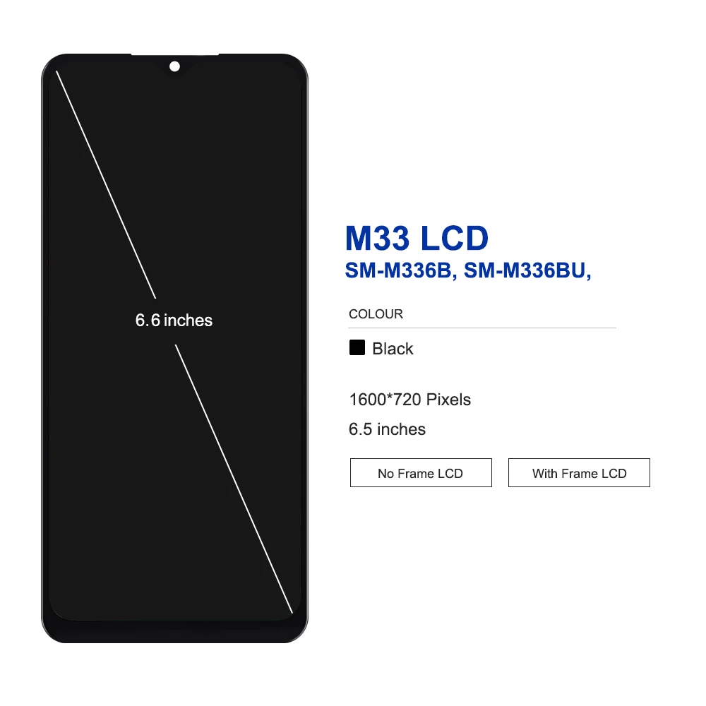 Tested M33 Display with frame For Samsung M33 M336 M336B M336B/DS Touch Screen Digitizer Assembly Repair Parts