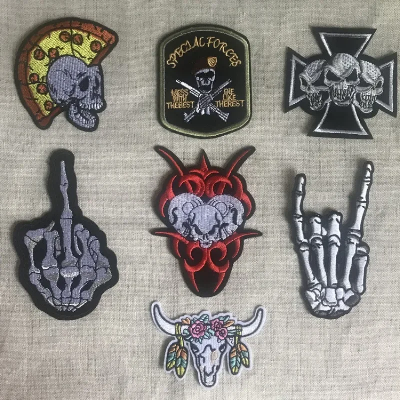 Skull New Skull Cloth Sticker Embroidery Adhesive Cool Punk European and American Ghost Head Personalized Clothing Accessories