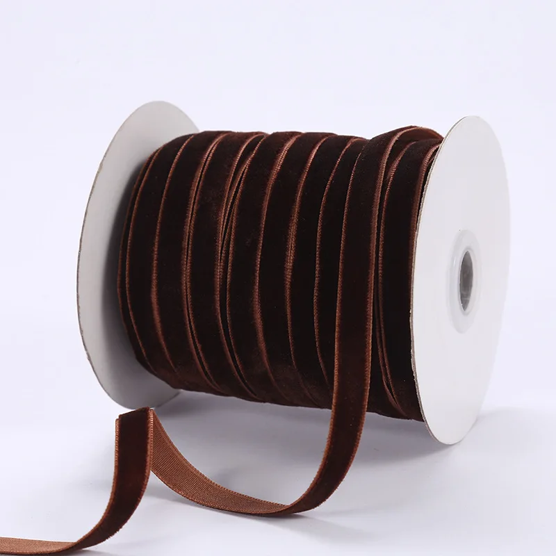 Neu (50 Yards/Rolle) 10mm Samtband Hochzeit Party Geschenkverpackung Dekoration Handgemachte Haarspange Haaraccessoires Schleife DIY-Band – Detail 14