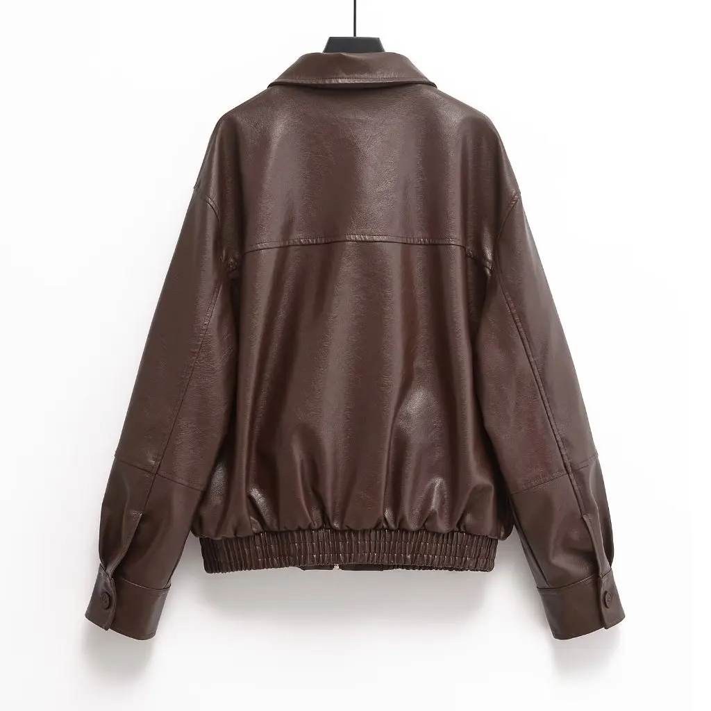 여성용 신상 패션 조커 PU 가죽 재킷 도매 공급