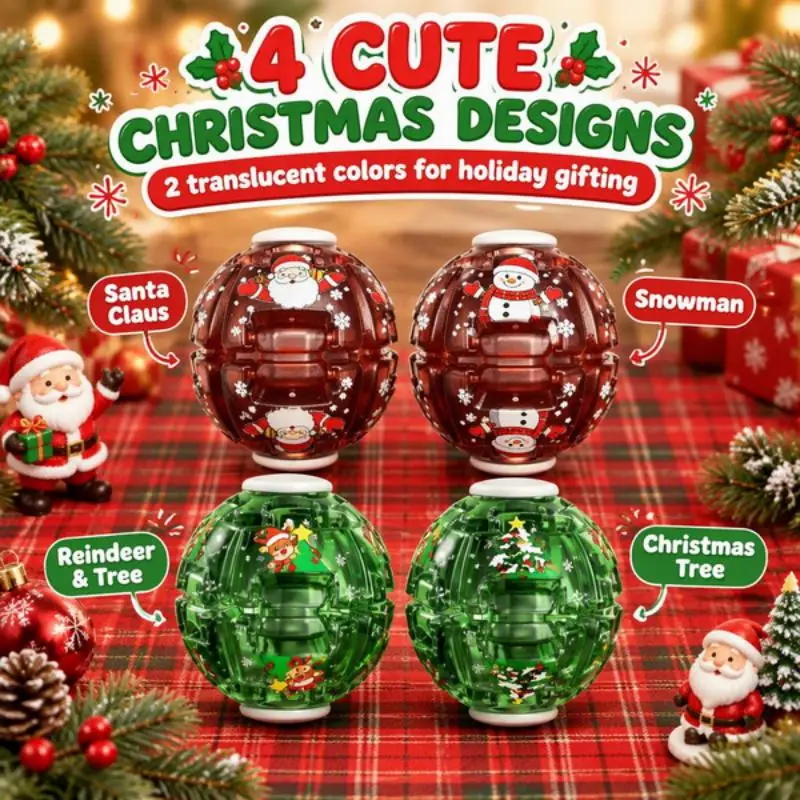 Press Gyro Ball Fidget Toy Stress Relief Rotating Spinner Creative Smooth Sensory Toy for Kids Adults Christmas Halloween Favors