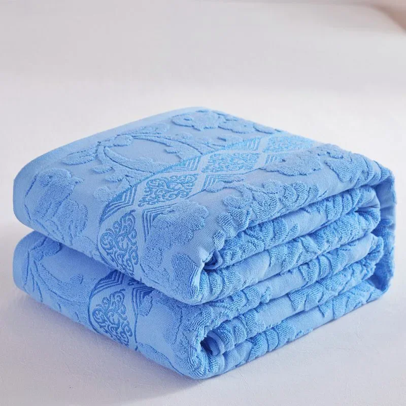 Solid 100% Cotton Jacquard Towel Blanket Simple Adult Summer Air Conditioning Sofa Cover for Office Queen King Size Bed Sheet