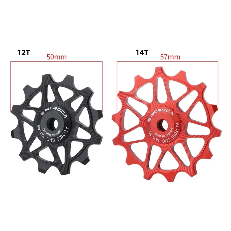 MEROCA 12T 14T Bike Jockey Wheel Aluminum Alloy Pulley Sealed Ceramic Bearing MTB Rear Derailleur Guide Wheel