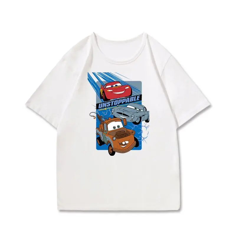 車 ライトニング・マックィーン キッズ サマー コットン Tシャツ カジュアル 漫画プリント 半袖 ルーズフィット 日常着