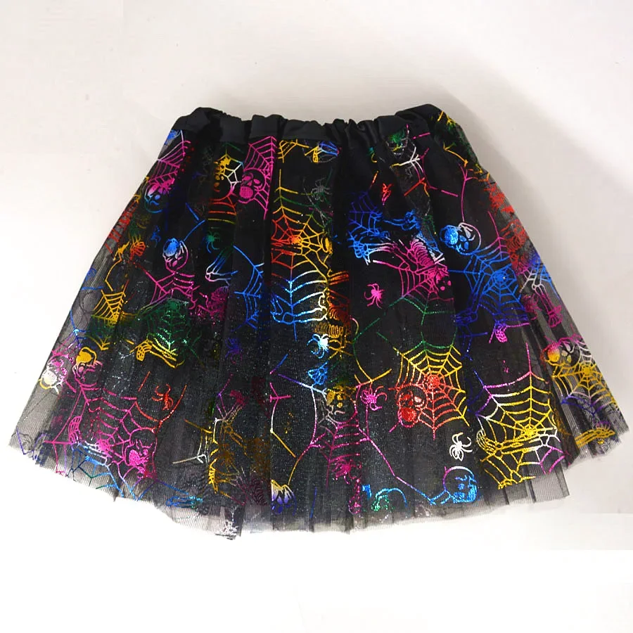 Glow Women Adult Kids Children Tutu Mesh Spider Spiderweb Cobweb Skirts Gift Fancy Dress  Costume Bat Cloak Party Halloween - view 2