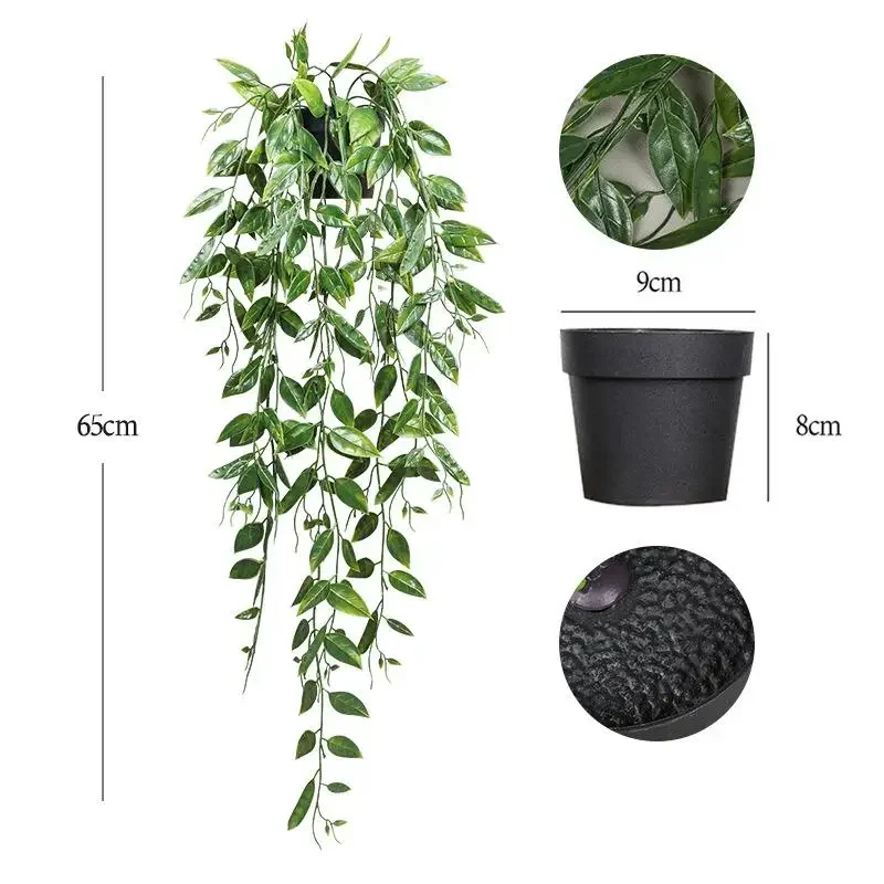 

1 Pack Realistic Artificial Hanging Plants for Home Decor, Faux Eucalyptus Vine, Fake Potted Greenery, Indoor Shelf, Wall Decor