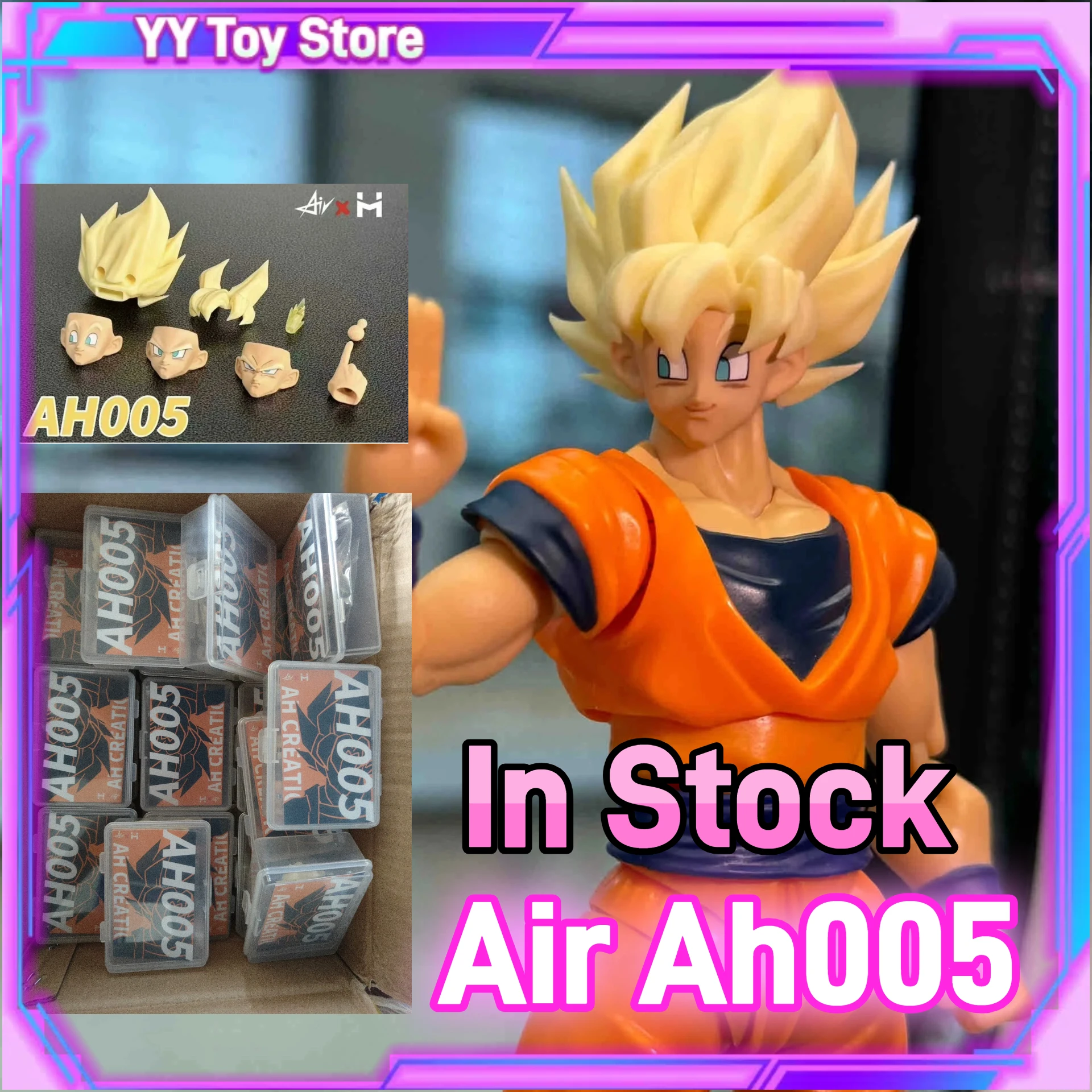 

In Stock Dragon Ball Z SHF Air HM AH005 Super Saiyan Son Goku Headsculpts Accessories Kit for Anime Action Figures Collection