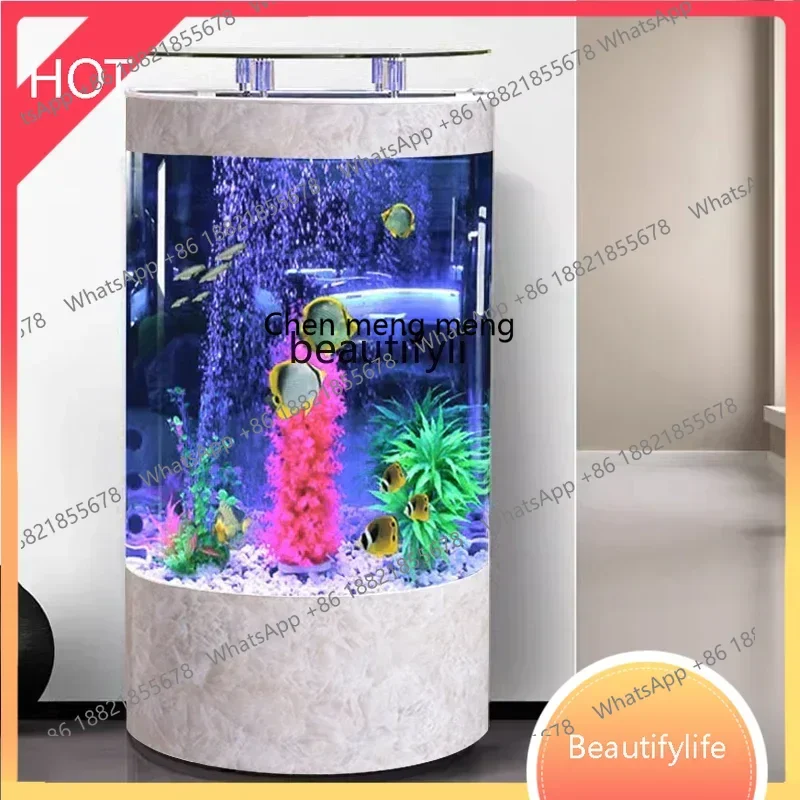 Light Luxury Semicircle Simple Glass Fish Tank Household Aquarium Floor Change Water Ecological Pot