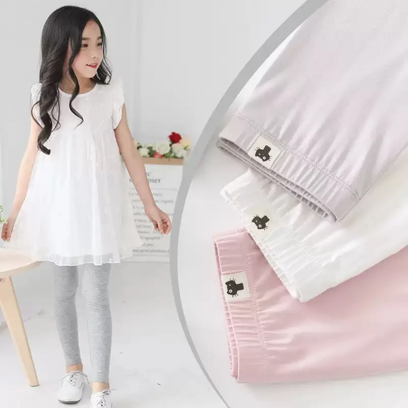 1pcs Girl Spring Summer Solid Kid Legging Children Thin Tight Sweatpant Child Casual Pants Autumn Toddler Skinny Cropped Trouser