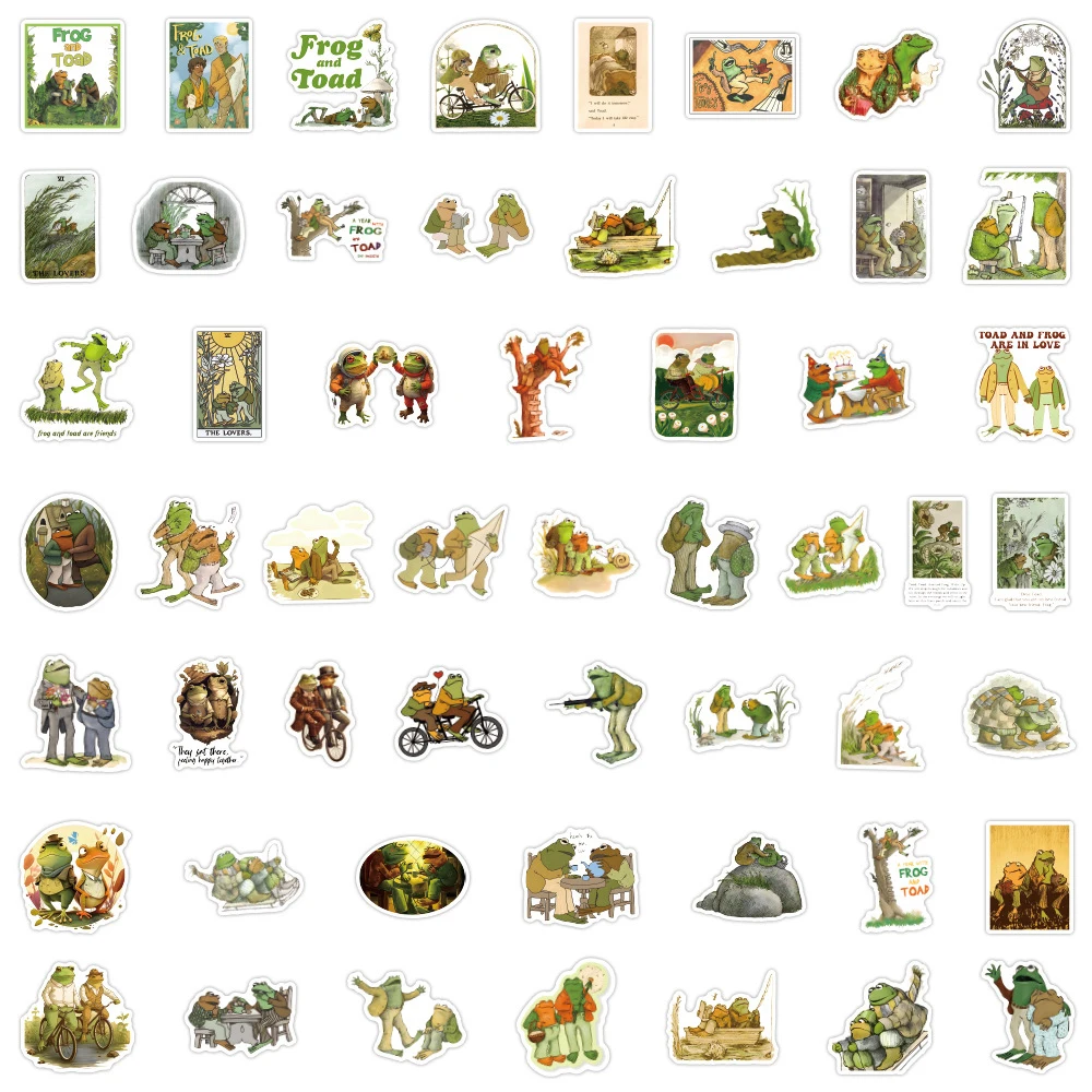 10/30/50Pcs Cute Cartoon Frog And Toad Stickers for Laptop Luggage Waterproof Cool Decals Vintage Aesthetic Sticker DIY Toy Gift