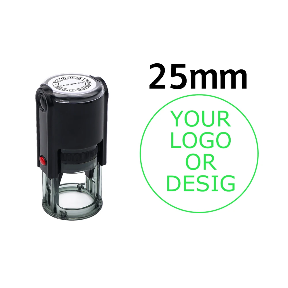 Benutzerdefinierter selbstfärbender Stempel 25/30/40/50 mm rundes Logo-Design P personalisierter Presstyp-Tintenstempel für Hochzeitseinladungsumschläge