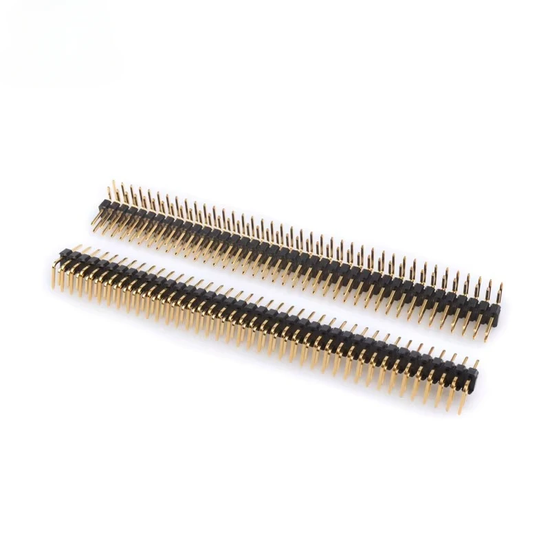 5pcs/lot 90 Degree 2.54mm 2X40P Double Row Curved Needle Male Pin Header Connector Gold Plated/Copper