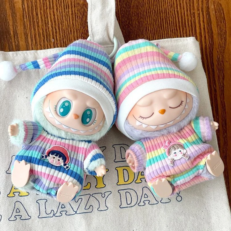 17 centimetri Mini Peluche Vestiti per le Bambole Outfit Accessori Per La Corea Kpop Labubu Bambole Idol Seduta Partito V1 V2 Abbigliamento Labubu Accessori