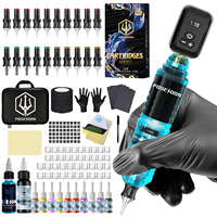 Tattoo Kit POSEIDON V5 Blue Tattoo Pen Kit For Permanent Makeup Tattoo Machine Kit High Power Tattoo Power Supply Tattoo Gun Kit