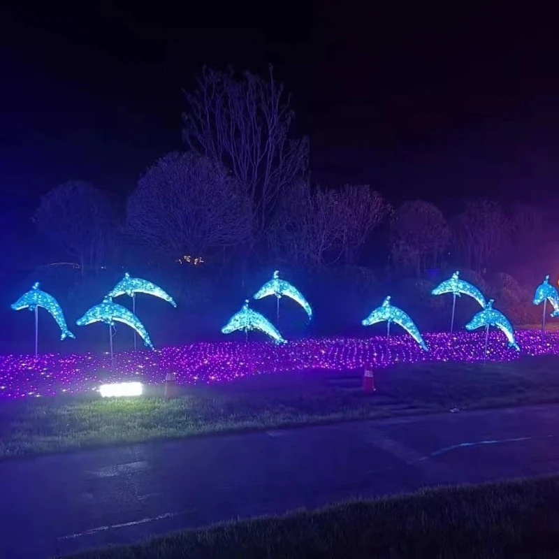 Outdoor Waterproof Ocean World Luminous Animal Custom Size Light Emitting Diode Dolphin Christmas Pattern Light