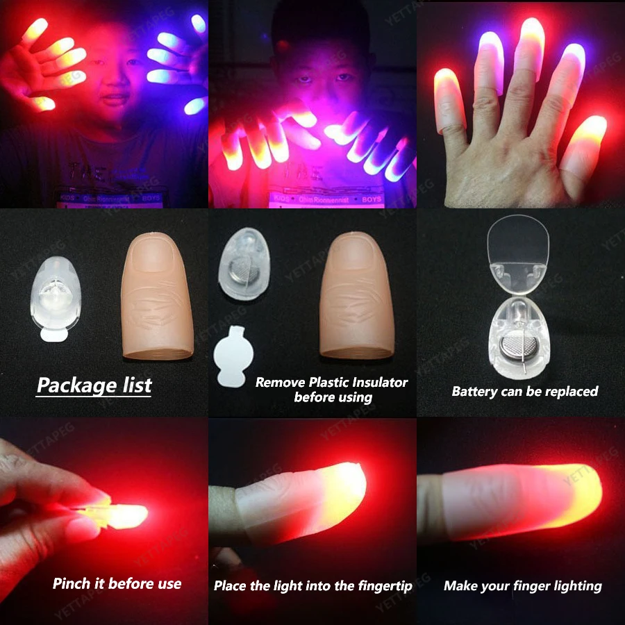 Thumb Finger Light Magic Thumbs Light Toys for Adult Magic Trick Props Led Flashing Fingers Halloween Party Children Toys