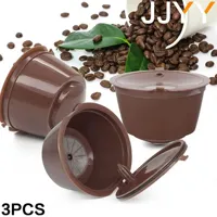 JJYY 3Pcs Reusable Coffee Capsule Filter Cup for Nescafe Refillable Caps Spoon Coffee Strainer Tea Basket Kitchen Accessory