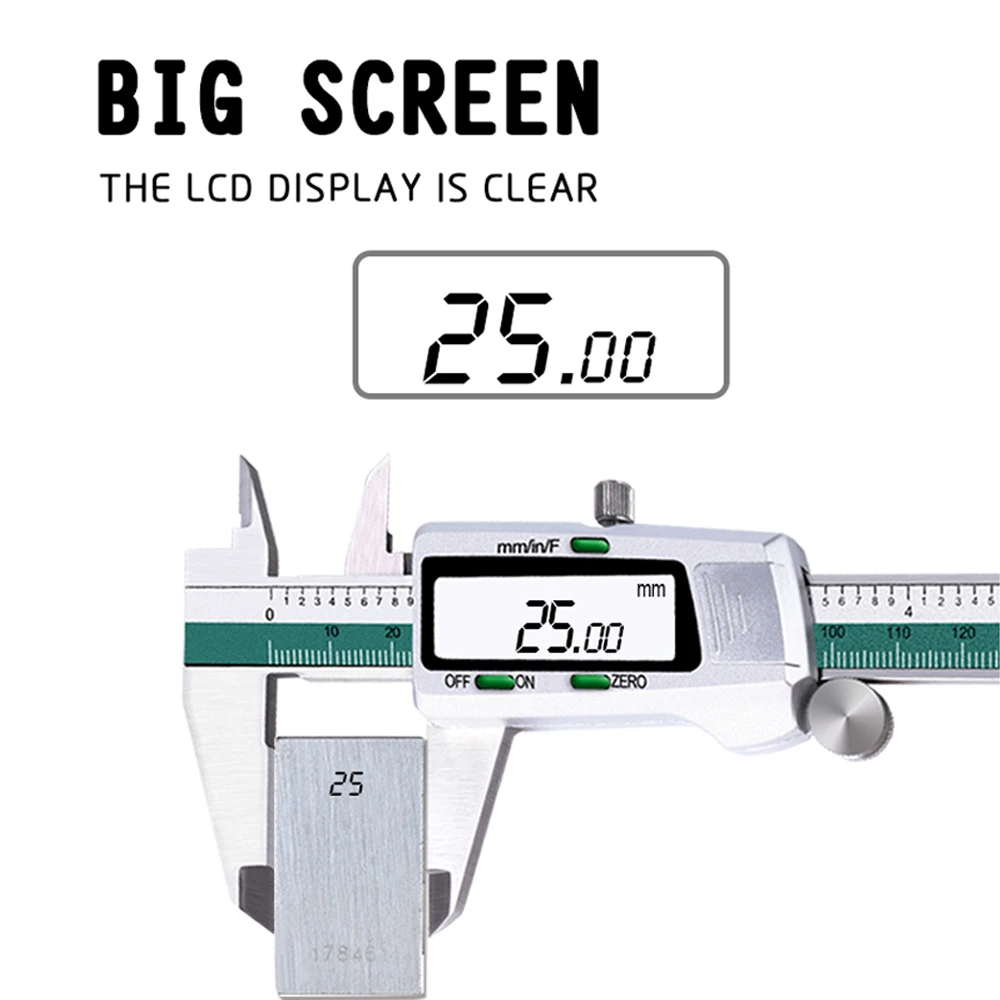 Ruler Stainless Steel High Accuracy Electronic LCD Digital Display Slide Caliper Vernier Ruler with Measuring Range of 0-150mm