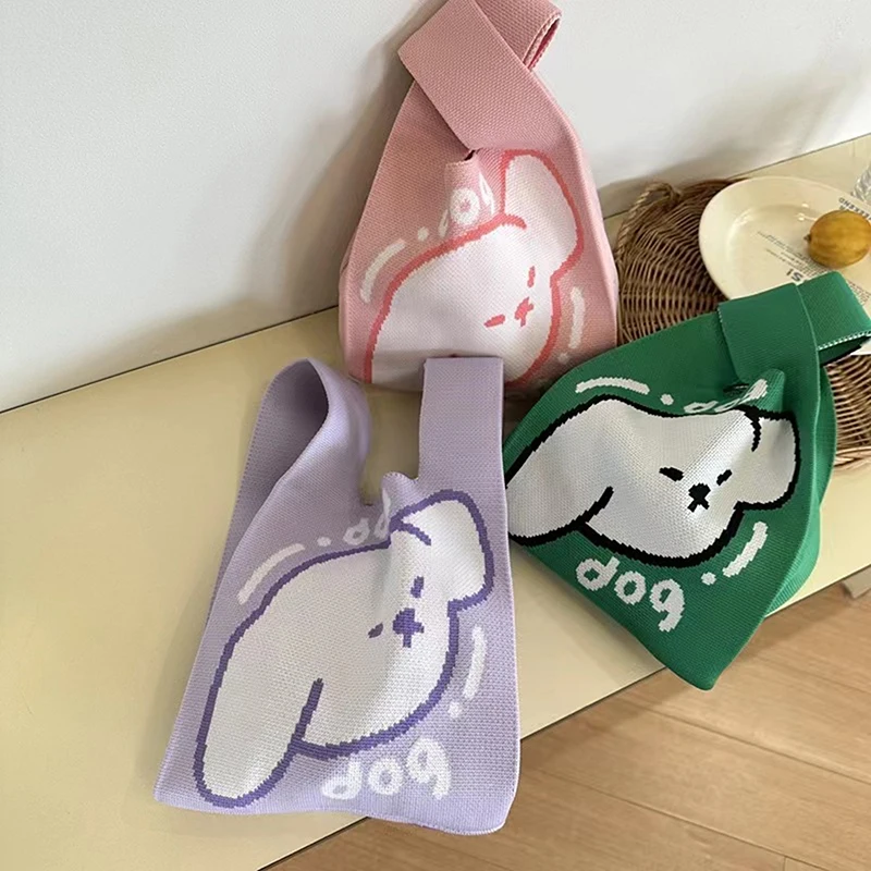 女性ノットリストバッグポータブル蝶ニットトートバッグ電話キーポーチトレンド旅行ハンドバッグショッピングバッグ