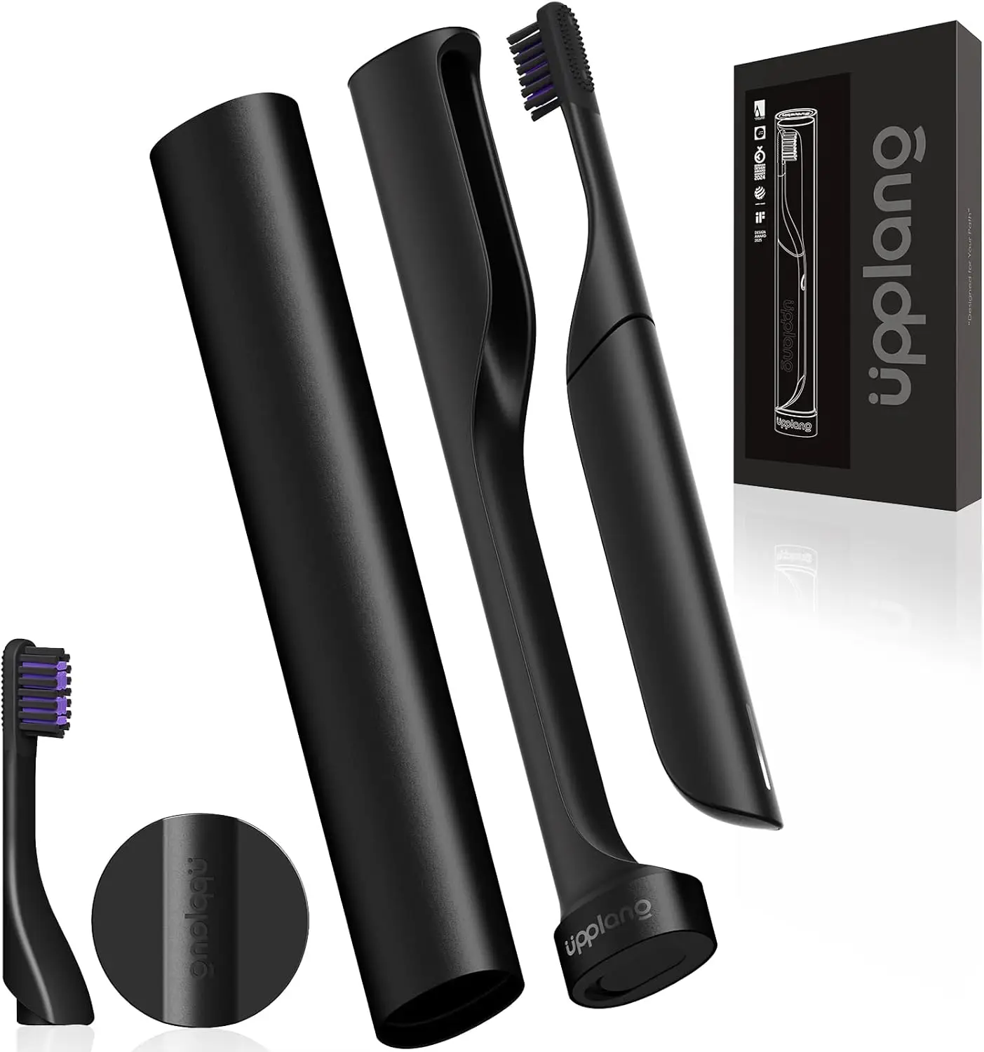 فرشاة أسنان كهربائية، فرشاة أسنان سونيك محمولة للسفر مع حقيبة واقية قابلة لإعادة الشحن عبر USB-C، شعيرات مريحة محايدة، Waterpr