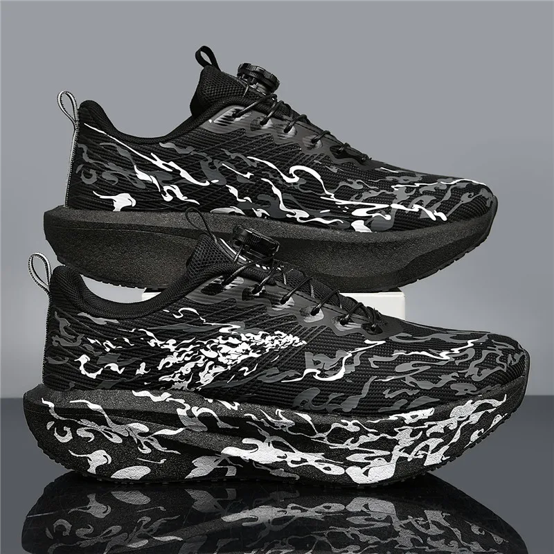 

Sports and leisure shoes, men's shoes, marathon oversized air cushioned shoes, fly woven all season rubber, wear-resistant, anti