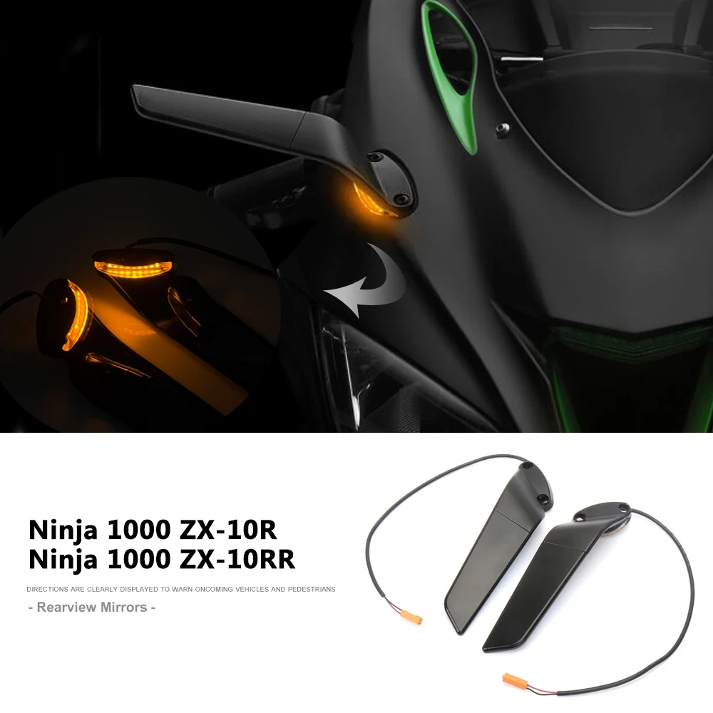 

For Kawasaki Ninja 1000 ZX-10R Ninja 1000 ZX-10RR ZX10RR ZX10R Motorcycle Accessories Rearview Mirrors With Front Turn Signal