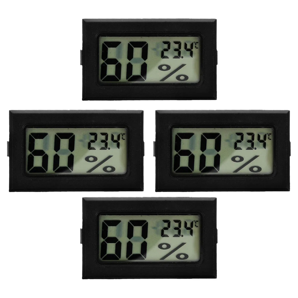4 ชิ้นเครื่องวัดความชื้นสัมพัทธ์ Lcd อุณหภูมิความชื้น Mini Hydrometer ดิจิตอลจอแสดงผล Abs Recorder สัตว์เลื้อยคลาน Thermostat