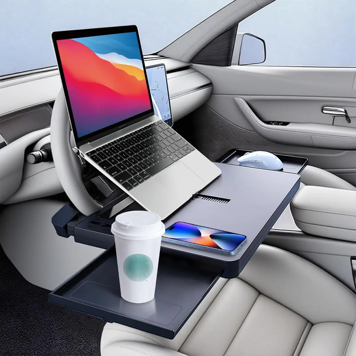 

Easy Install Car Tray Table Food Tray Desk Folding Laptop Desk Auto Steering Wheel Tray Mount Adjustable Computer Bracket
