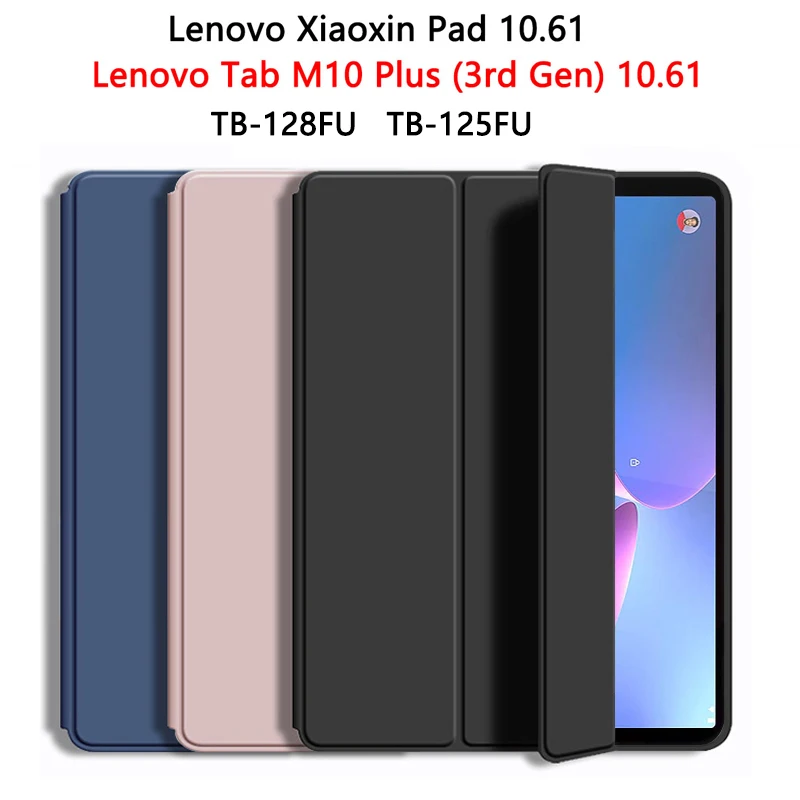 

Tablet Case For Lenovo Xiaoxin Pad Tab M10 Plus 3rd Gen 2022 10.61 TB-128FU TB-125FU Soft Silicone Shell Flip Smart Cover