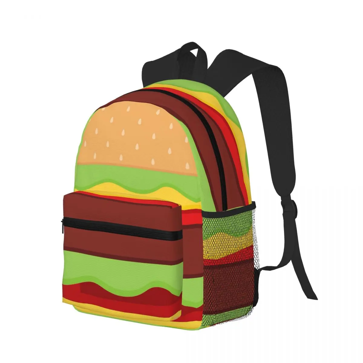 Hamburger Realistic Burger Design 9 Student Backpack School Bag Hiking Travel Daypack for Boys Girls Bookbag Shoulder Bags