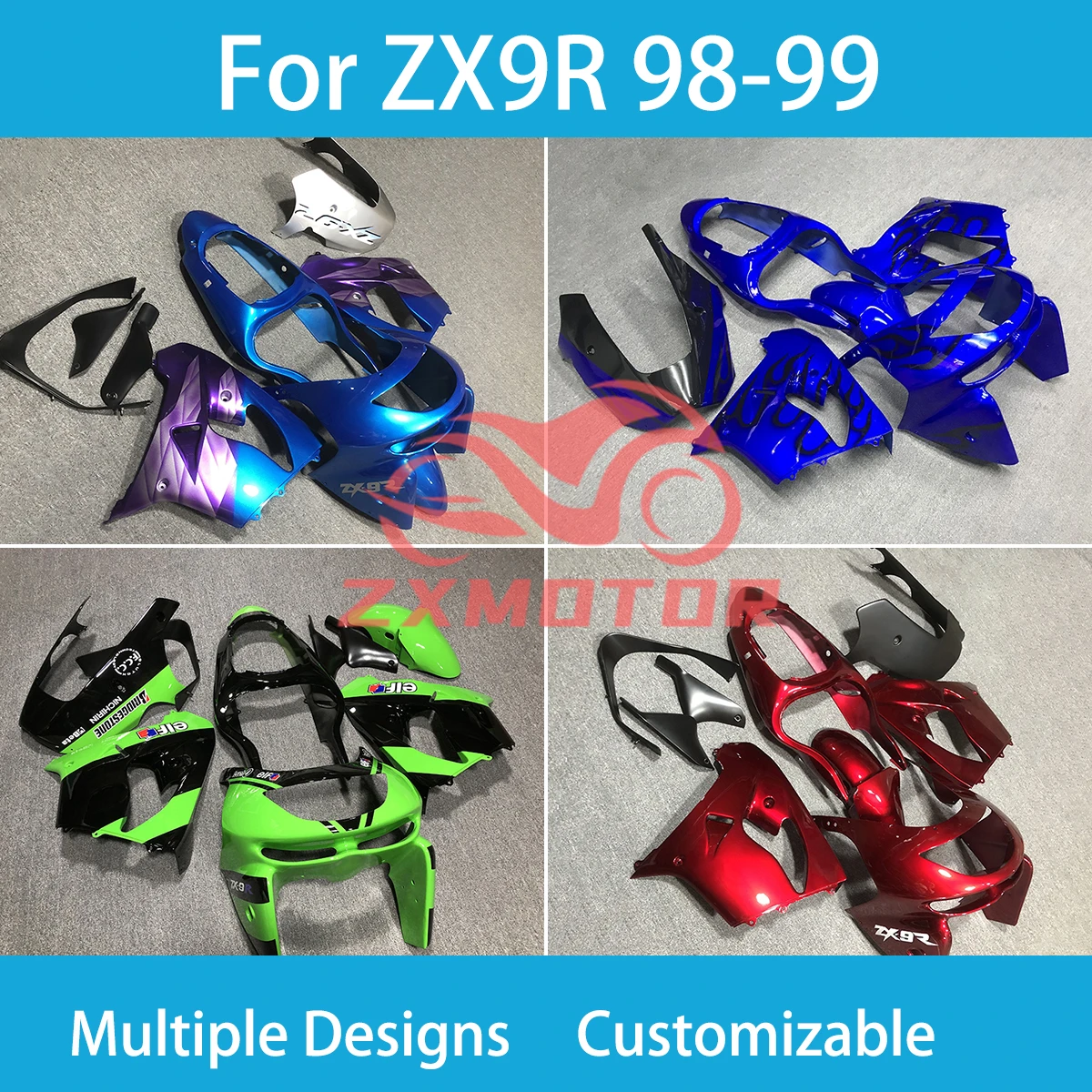 

ZX9R 98 99 Fairings for Kawasaki ZX 9R 1998 1999 ABS ZXMT Injection Motorcycle Body Parts Kit Fairing