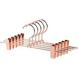 10-30 Pack Metal Heavy Duty Pants Skirt Hangers Shiny Gold Trousers Hangers with Adjustable Non Slip Clips Rack and Swivel Hook