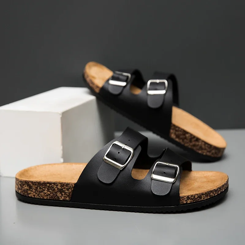 Men Women Classic Cork Slippers Breathable Retro Casual Outdoor Beach Sandals