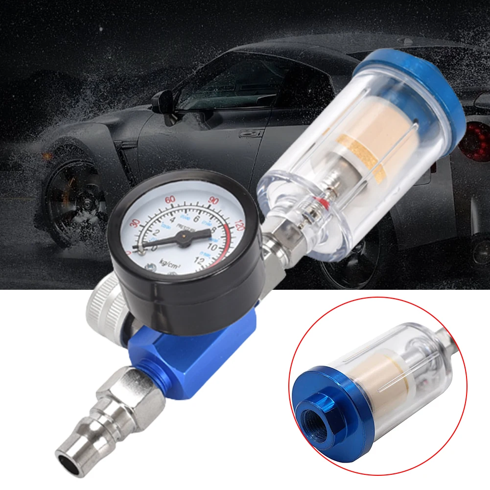 Spray Gun Regulator HVLP Sprayer Air Regulator Pressure Gauge +In-line Water Trap Filter JP/EU/US Adapter for Spray Gun Air Tool