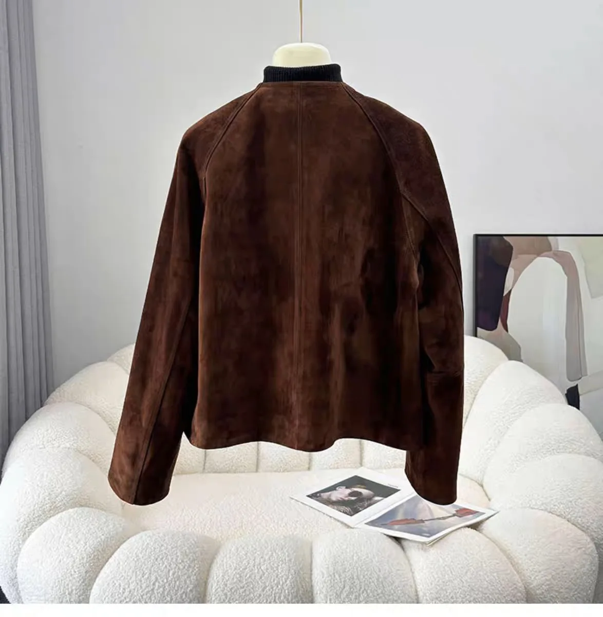 Retro Kid Wildlederjacke für Damen, trendige Silhouette, Kurzmantel, Streetwear, Chill Casaco feminino