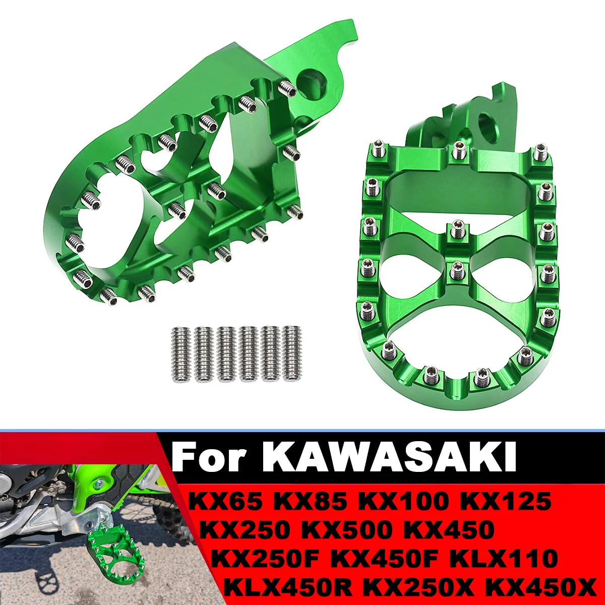 

For KX 250 450 250F 450F 250X 450X KXL 450R 2006- 2018 2019 2020 2021 2022 2023 Motorcycle CNC Foot Pegs Rests Pedals Footpegs